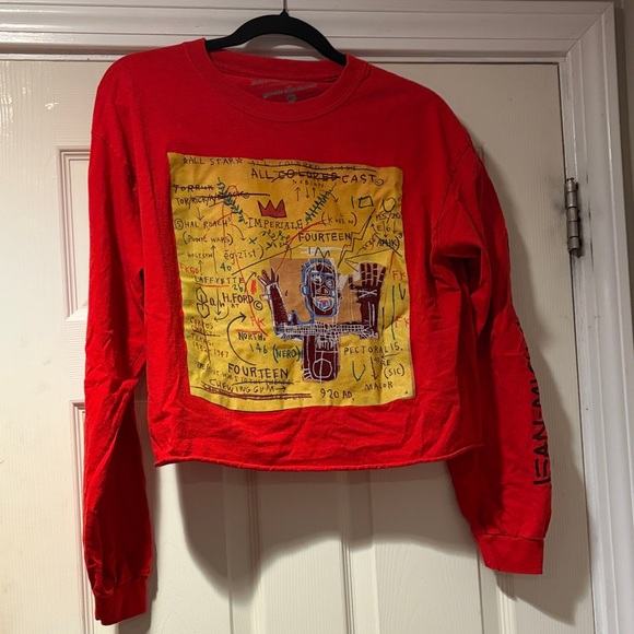 Jean-Michel Basquiat Tops - Graphic Cropped Long Sleeve Shirt in Red M/L